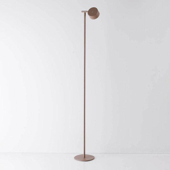 Modern Zinc floor lamp with rechargeable reading lamp – Taupe