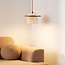 Japandi pendant light made of travertine (natural stone) and wood - Travano