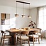 3-light Japandi pendant light Travano - travertine (natural stone) and wood