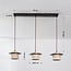 3-light Japandi pendant light Travano - travertine (natural stone) and wood