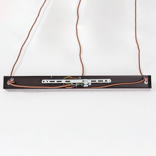 3-light Japandi pendant light Travano in travertine (natural stone) and wood