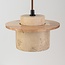 Japandi pendant light made of travertine (natural stone) and light wood - Travia