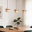 3-light Japandi pendant light Travia made of travertine (natural stone) and light wood