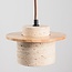 3-light Japandi pendant light Travia - travertine (natural stone) and light wood