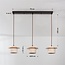 3-light Japandi pendant light Travia - travertine (natural stone) and light wood