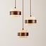 Travé pendant light design in travertine (natural stone) and wood, 3-light