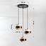 Travé pendant light design in travertine (natural stone) and wood, 3-light