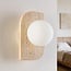 Wall lamp Artea in travertine (natural stone) with glass globe
