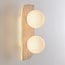 2-light wall lamp Artea in travertine (natural stone) with glass globes