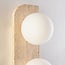 2-light wall lamp Artea in travertine (natural stone) with glass globes