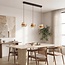 3-light pendant light Travo in travertine (natural stone) and light wood
