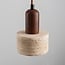 Japandi pendant light Muro - three travertine (natural stone) shades with wood accents