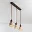 Japandi pendant light Muro - three travertine (natural stone) shades with wood accents