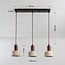 Japandi pendant light Muro - three travertine (natural stone) shades with wood accents