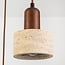 3-light Japandi pendant light Muro - travertine (natural stone) and wood