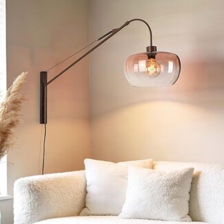Dasha wall lamp in brown with swivelling, extendable arm and brown ombre glass