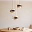 Round pendant light Mavero made of cement and wood, 3-lights