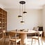 Round pendant light Mavero - cement and wood, 3-lights