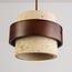 Round pendant light Mavero - cement and wood, 3-lights