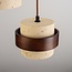 Round pendant light Mavero made of cement and wood, 3-lights