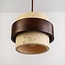 Mavero round pendant light in cement and wood, 4-light