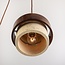 Round pendant light Mavero made of cement and wood, 4 lights