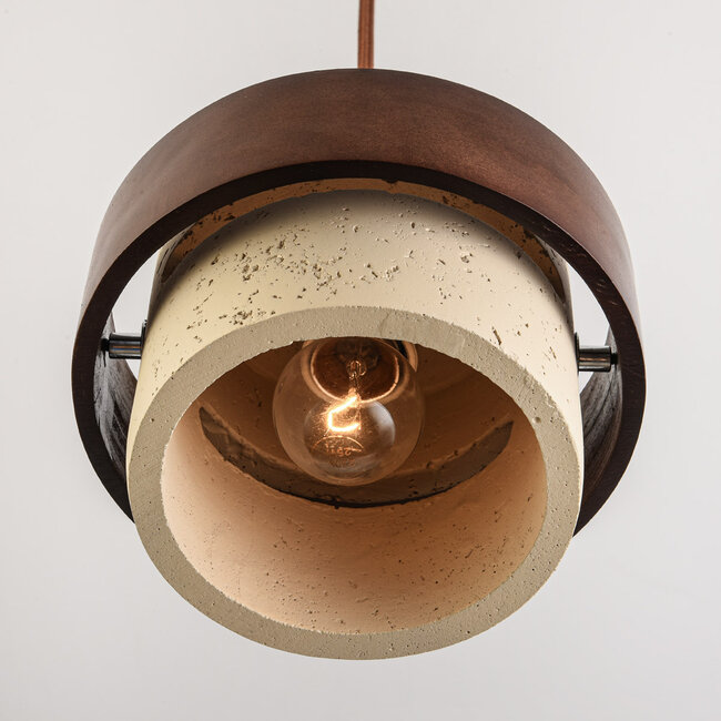 1-light pendant light Mavero made of cement and wood