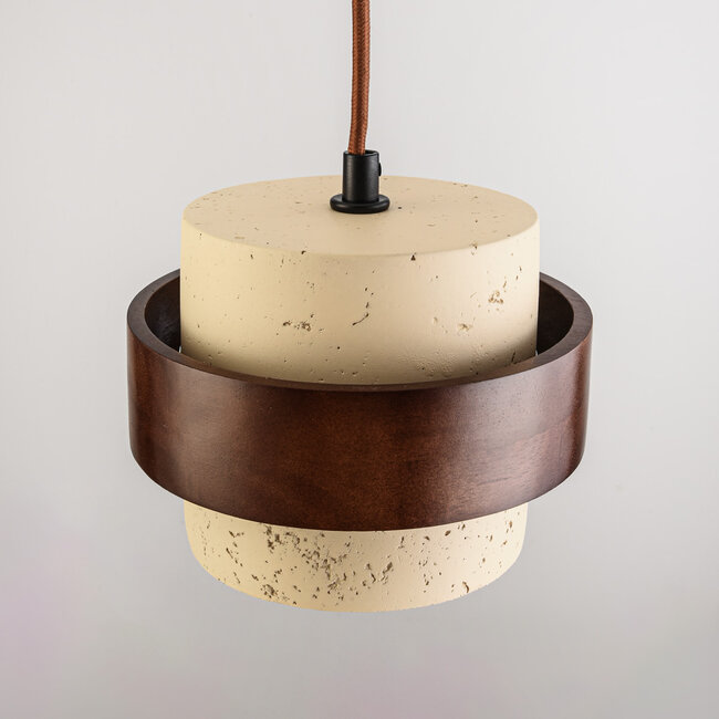 1-light pendant light Mavero made of cement and wood