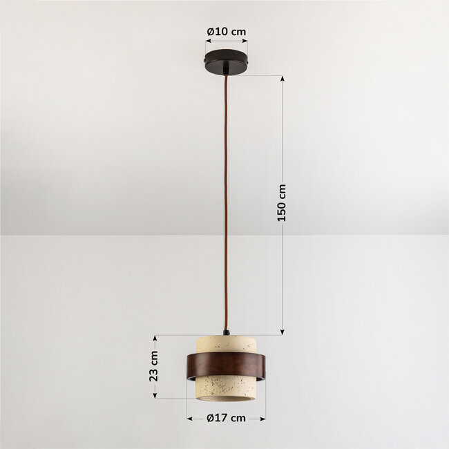 1-light pendant light Mavero made of cement and wood