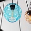 Designer pendant light Zavari with 9 globes in amber, smoked and blue glass