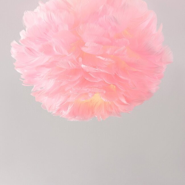 Elegant ceiling lamp Roselle with pink feathers
