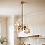 4-light retro pendant light Florence - gold and amber