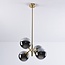 Retro pendant lamp in gold with smoked glass and mirror effect, 4-light - Florence