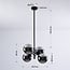 4-light pendant light Florence - mirrored smoked glass and black
