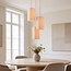 Pendant light with 3 light points in beige linen - Orva