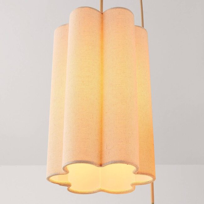 Pendant light with 3 light points in beige linen - Orva