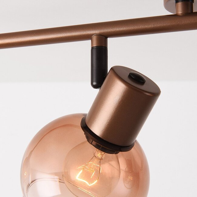 Dari ceiling light with four adjustable spotlights in brown ombre glass