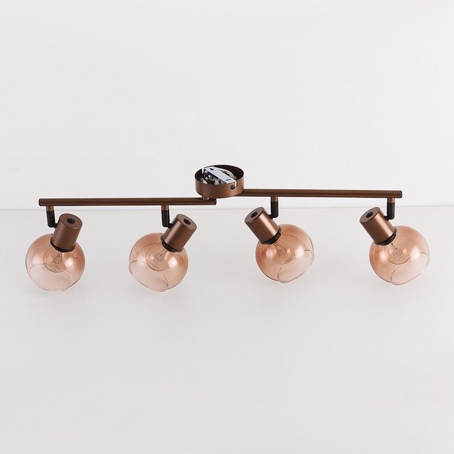 Dari ceiling light with four adjustable spotlights in brown ombre glass