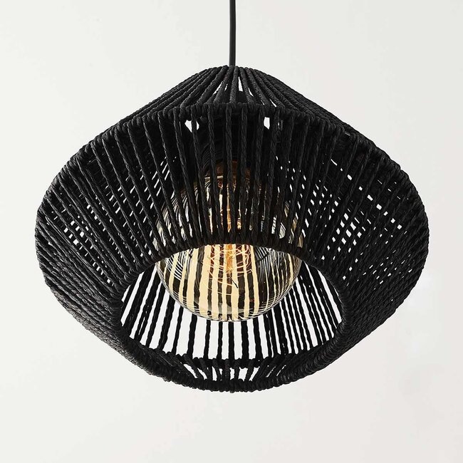 Ivera 3-light pendant light in black paper cord