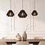 3-light pendant light Ives - black woven rope
