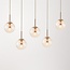 Modern Alea pendant light in beige with transparent glass spheres, 5 lights