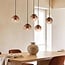Nira pendant light with brown ombre glass spheres, 5 lights
