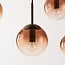 Nira pendant light with brown ombre glass spheres, 5 lights