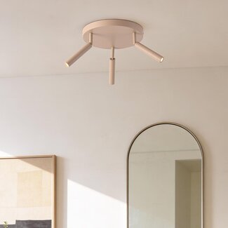 Dora ceiling light in beige with three adjustable spotlights