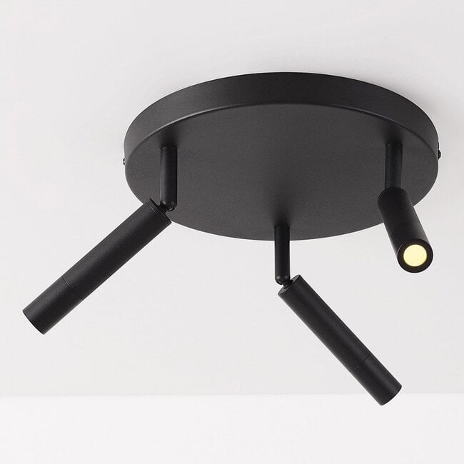 Black ceiling lamp Dora with three adjustable spotlights