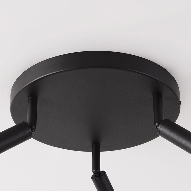 Black ceiling lamp Dora with three adjustable spotlights
