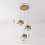 Modern Kodi pendant light in beige with opal white glass shades, 3-light design