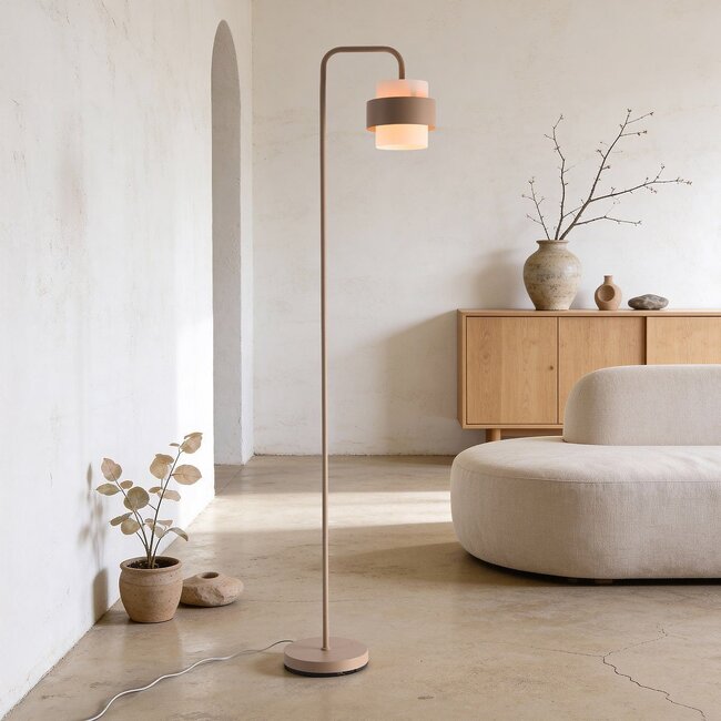 Modern Kodee floor lamp in beige with opal white glass