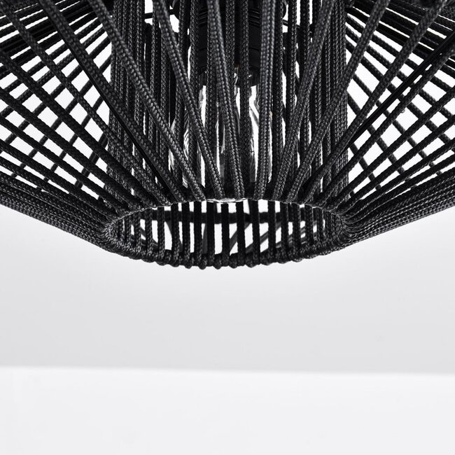 Bathroom lamp Woven from braided rope - black