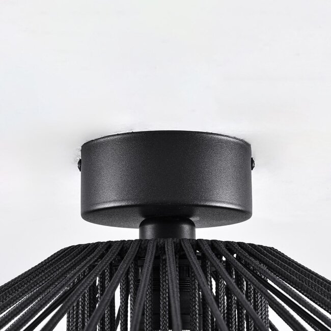 Bathroom lamp Woven in black woven rope